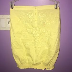 Garage strapless yellow blouse